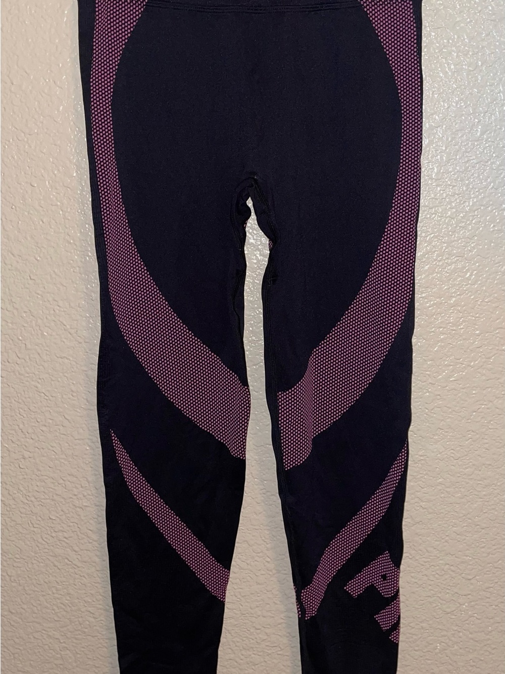 PINK Victoria's Secret Black Leggings with Pink Graphic Panels